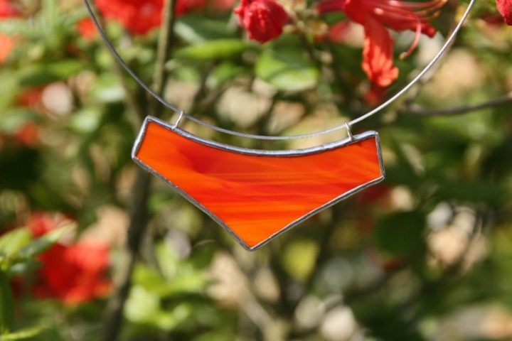Náhrdelník velký červený - Lesní sklo