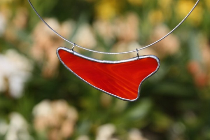 Náhrdelník červený oblý - Lesní sklo