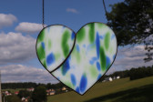 Srdce modrozelené s patinou - Lesní sklo