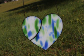 Srdce modrozelené s patinou - Lesní sklo
