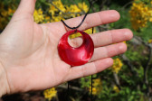 Červený náhrdelník velký - Lesní sklo