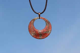 Měděno-zlatý náhrdelník s kresbou II - Lesní sklo