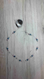 Lapač slunce velký - ozdoben růžovou a modrou - Lesní sklo