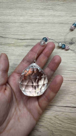 Lapač slunce velký - ozdoben růžovou a modrou - Lesní sklo